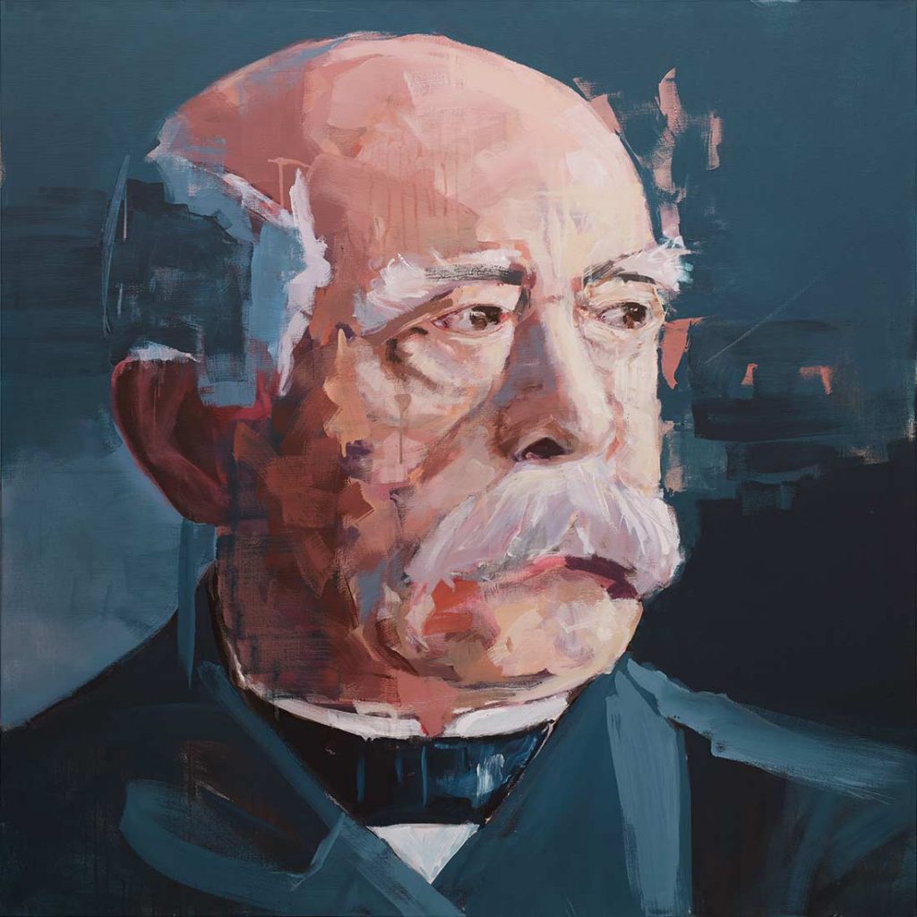 Porträt des streng blickenden Otto Fürst von Bismarck